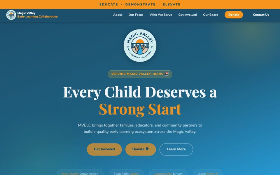Screenshot of the Magic Valley Early Learning Collaborative website